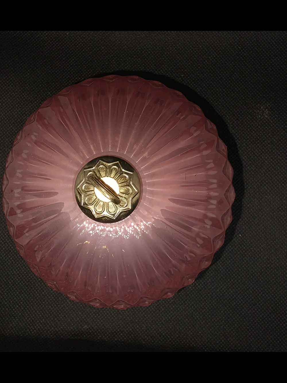 Glass Pink Holiday Ornament with Gold Cap